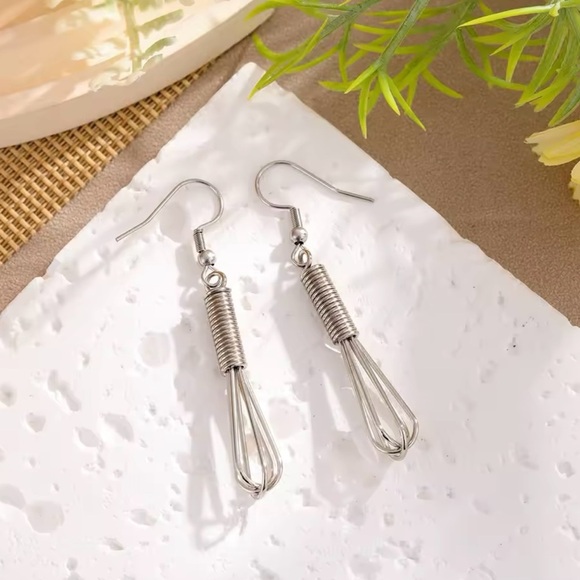 Whisk Charm Earrings for Chef Baker or Cook - Picture 4 of 6